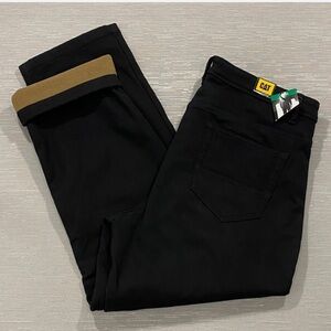 102. CAT Caterpillar Work Pants Mens 38 x 30 Black Canvas Fleece Lined Insulated